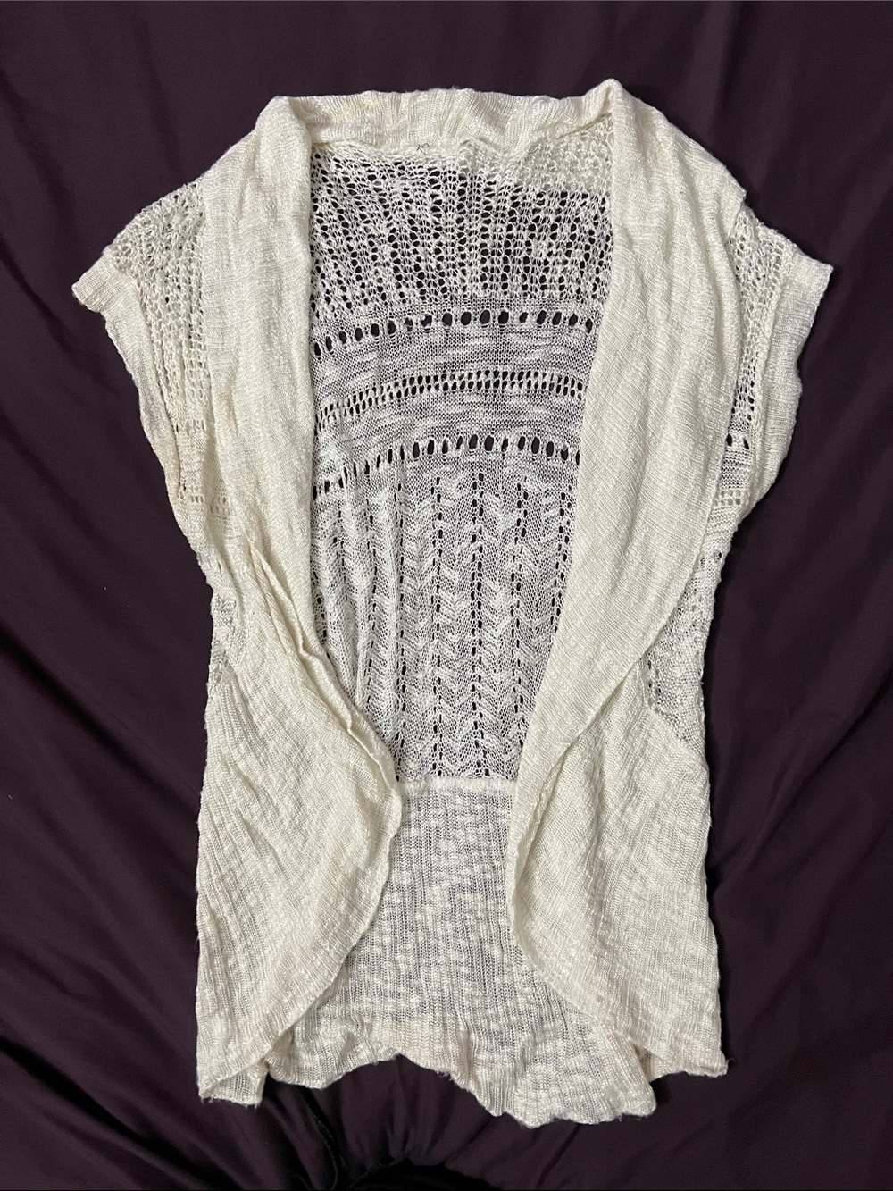 Lightweight Open-Knit Cream Cardigan Sweater